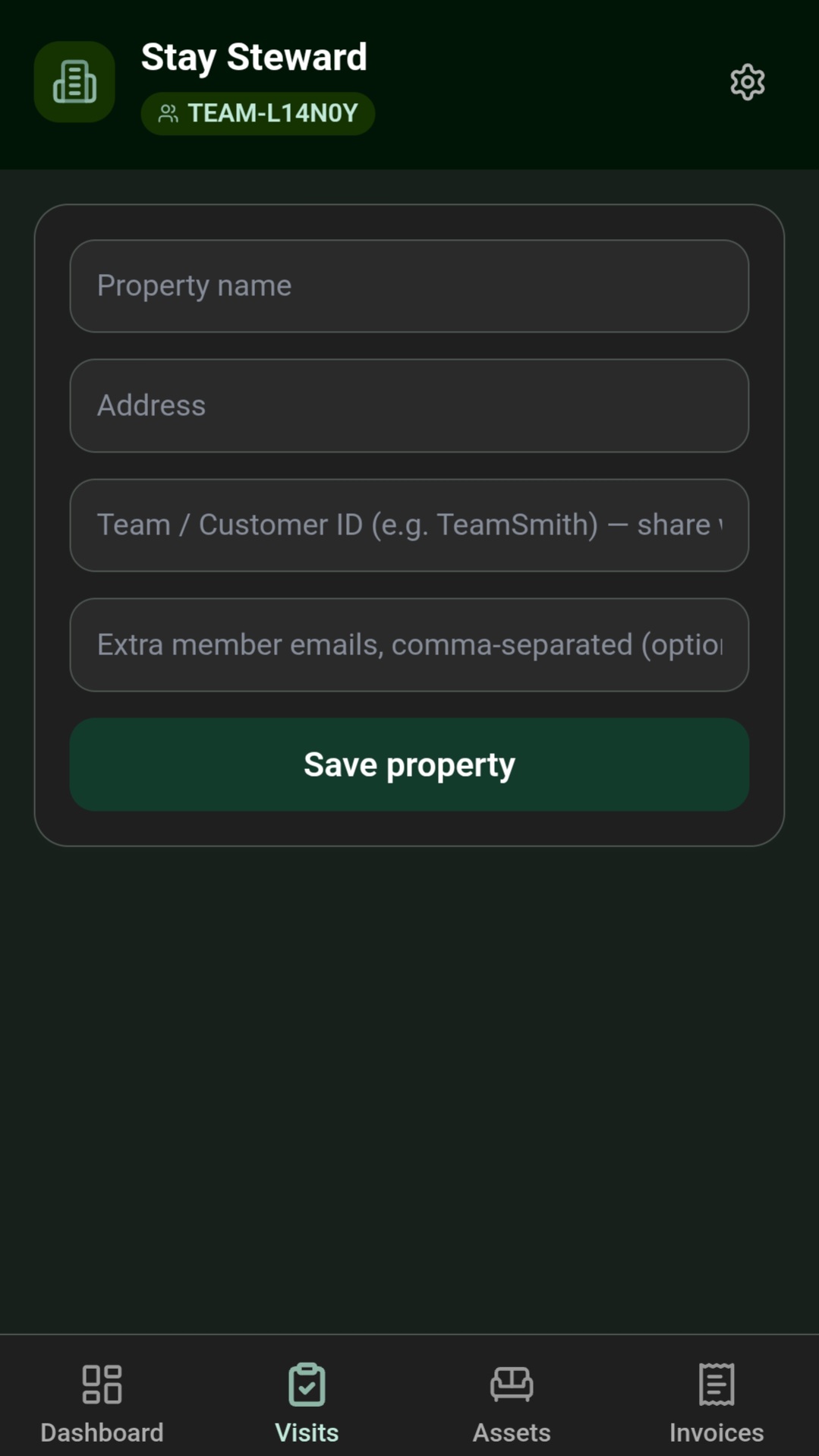 Property Registration Screen